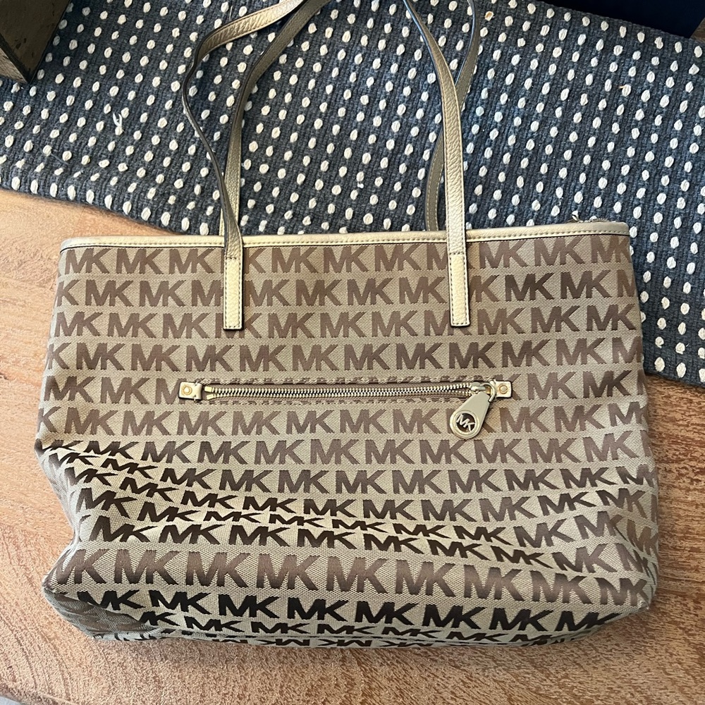 Michael Kors Tan and Brown Logo Tote